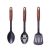 Espatula e Colheres Utensilios Preto Nylon Cabo Marrom 3un