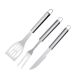 Espatula Garfo e Faca Cabo Longo Kit Churrasco Inox 3un