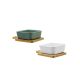 Tigela Porcelana Quadrada Verde Tabua Bambu Finger Food 2un