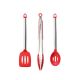 Colher Vazada Silicone Vermelho Cabo Inox Utensilios Cozinha 3un