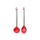 Concha e Escumadeira Colher Silicone Vermelho Cabo Inox