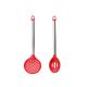 Colher e Escumadeira Silicone Vermelho Inox Utensilios