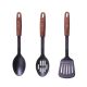 Espatula e Colheres Utensilios Preto Nylon Cabo Marrom 3un